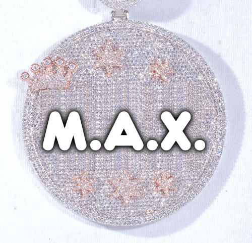 CUSTOM LETTER NECKLACE 3D BIG CROWN DISC