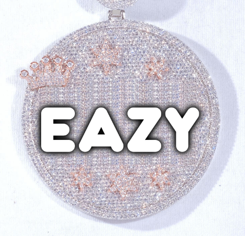CUSTOM LETTER NECKLACE 3D BIG CROWN DISC