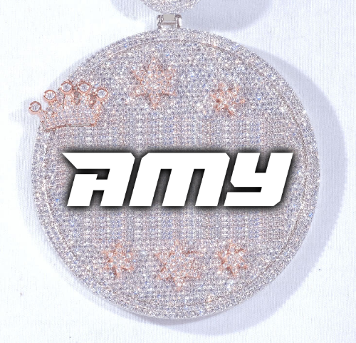 CUSTOM LETTER NECKLACE 3D BIG CROWN DISC