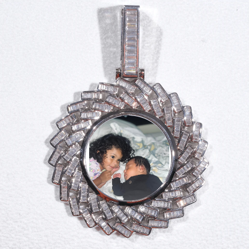 Large 3D Baguette Custom Picture Pendant