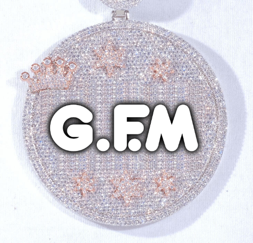 CUSTOM LETTER NECKLACE 3D BIG CROWN DISC