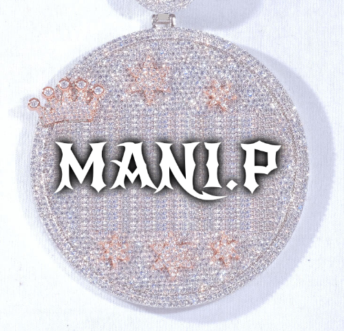 CUSTOM LETTER NECKLACE 3D BIG CROWN DISC