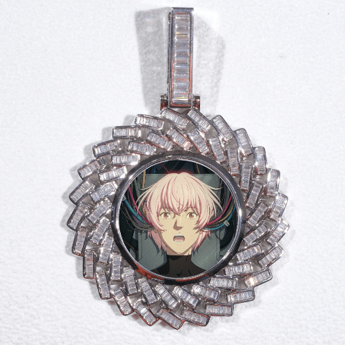 Large 3D Baguette Custom Picture Pendant