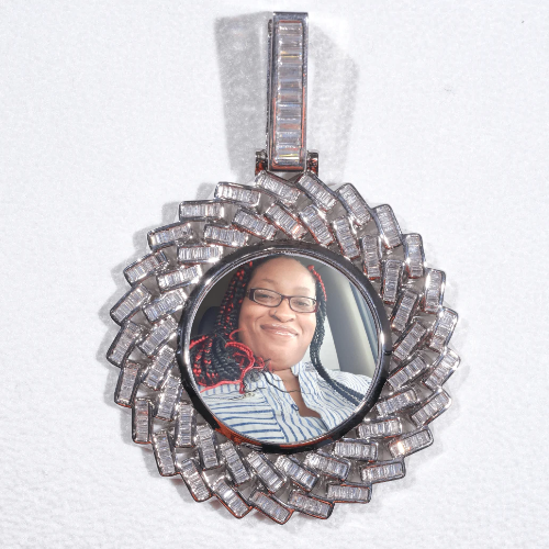 Large 3D Baguette Custom Picture Pendant