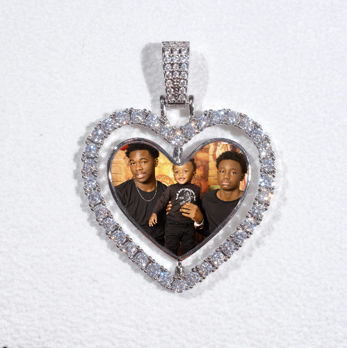 3D Spinning 2-Faced Heart Custom Picture Pendant