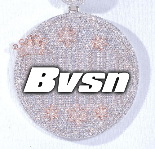 CUSTOM LETTER NECKLACE 3D BIG CROWN DISC