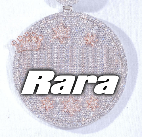 CUSTOM LETTER NECKLACE 3D BIG CROWN DISC