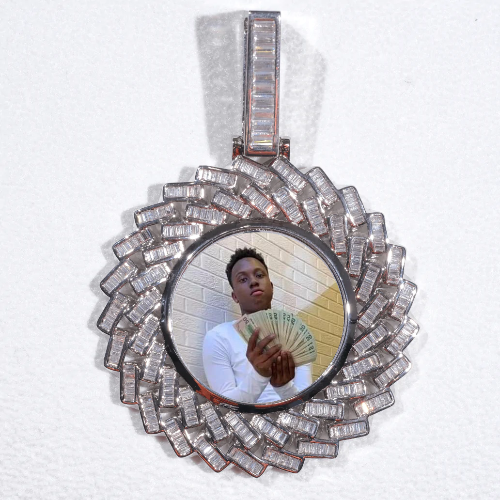 Large 3D Baguette Custom Picture Pendant