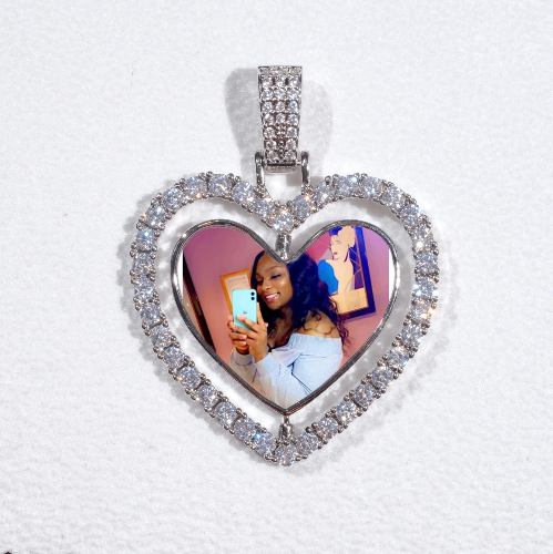 3D Spinning 2-Faced Heart Custom Picture Pendant