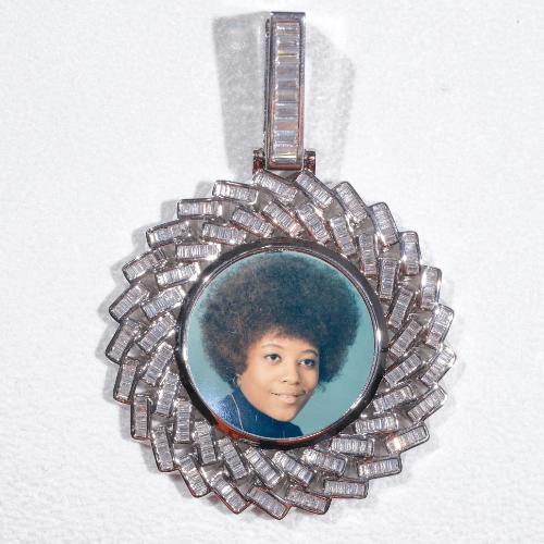 Large 3D Baguette Custom Picture Pendant