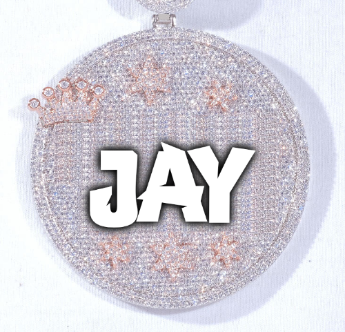 CUSTOM LETTER NECKLACE 3D BIG CROWN DISC