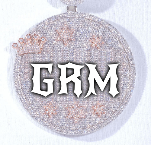 CUSTOM LETTER NECKLACE 3D BIG CROWN DISC