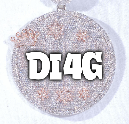 CUSTOM LETTER NECKLACE 3D BIG CROWN DISC