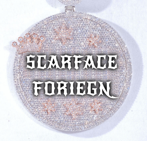 CUSTOM LETTER NECKLACE 3D BIG CROWN DISC
