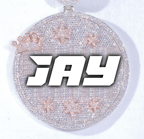 CUSTOM LETTER NECKLACE 3D BIG CROWN DISC