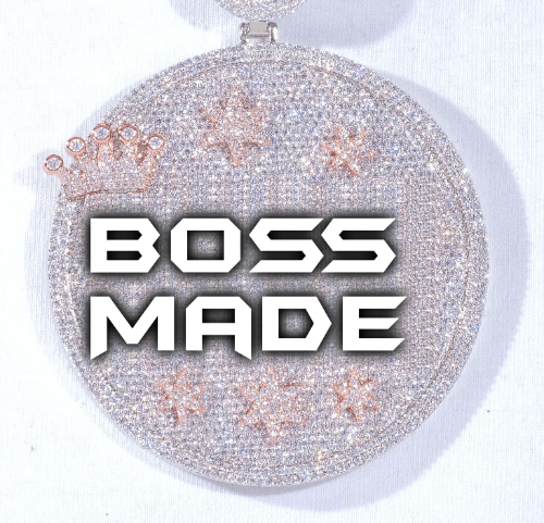 CUSTOM LETTER NECKLACE 3D BIG CROWN DISC