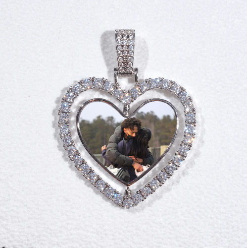 3D Spinning 2-Faced Heart Custom Picture Pendant