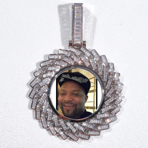 Large 3D Baguette Custom Picture Pendant