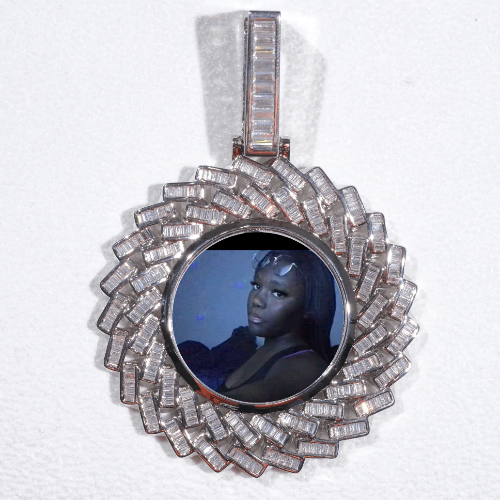 Large 3D Baguette Custom Picture Pendant