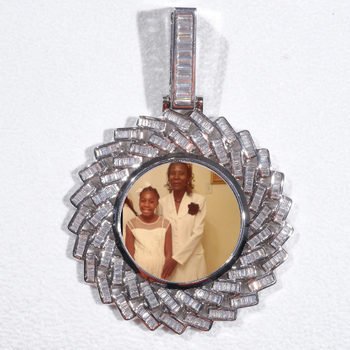 Large 3D Baguette Custom Picture Pendant