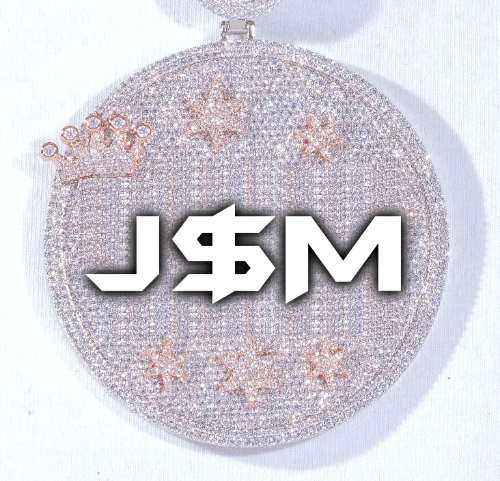 CUSTOM LETTER NECKLACE 3D BIG CROWN DISC