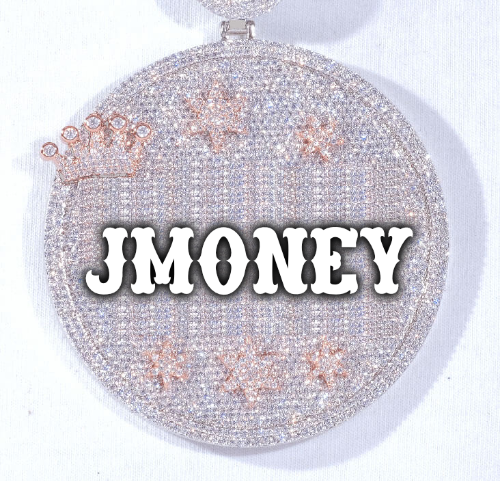 CUSTOM LETTER NECKLACE 3D BIG CROWN DISC