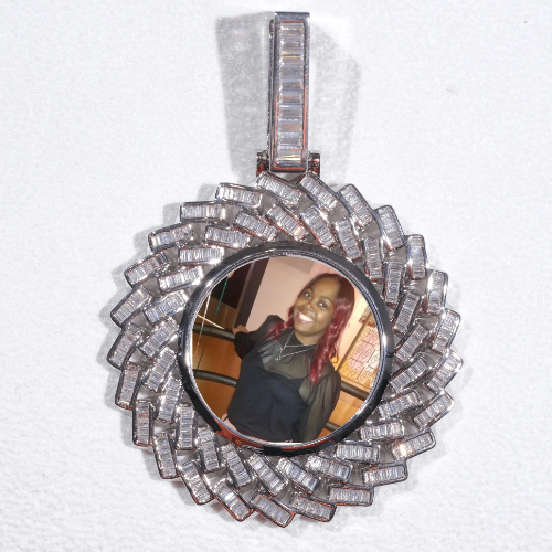 Large 3D Baguette Custom Picture Pendant