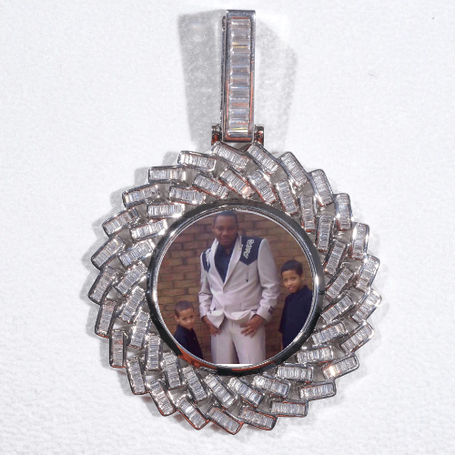 Large 3D Baguette Custom Picture Pendant