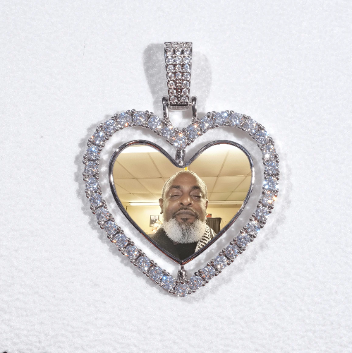 3D Spinning 2-Faced Heart Custom Picture Pendant
