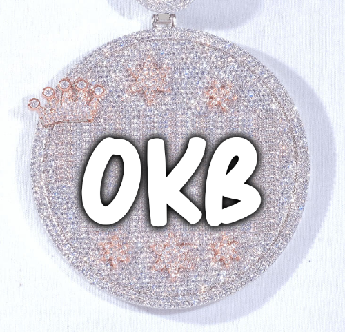 CUSTOM LETTER NECKLACE 3D BIG CROWN DISC