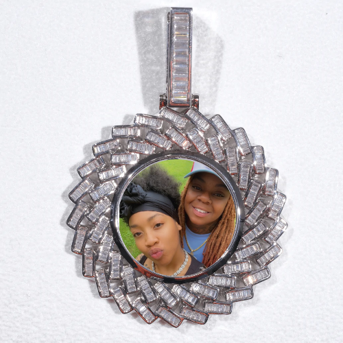 Large 3D Baguette Custom Picture Pendant