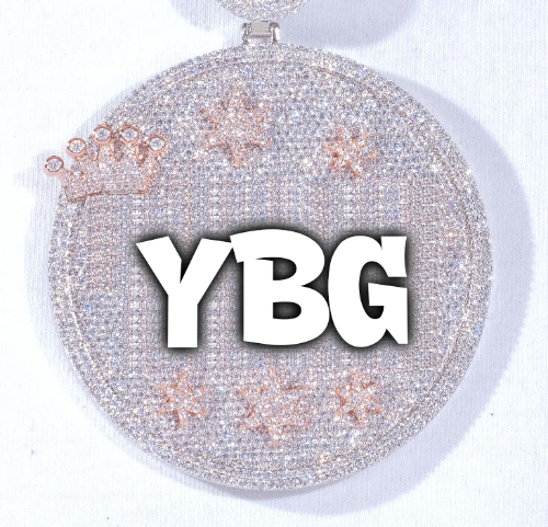 CUSTOM LETTER NECKLACE 3D BIG CROWN DISC