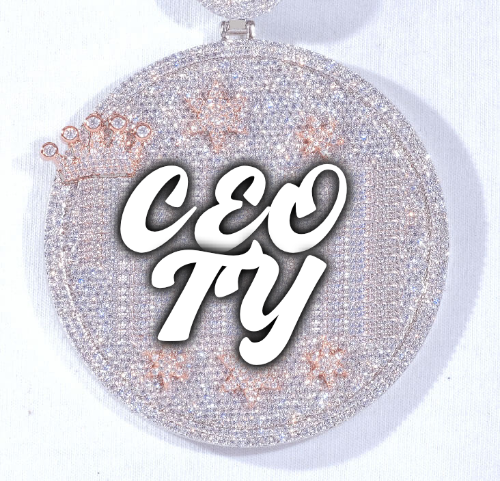 CUSTOM LETTER NECKLACE 3D BIG CROWN DISC