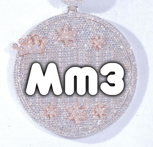 CUSTOM LETTER NECKLACE 3D BIG CROWN DISC