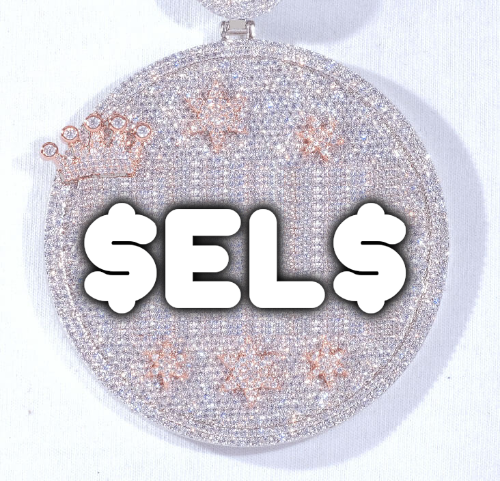 CUSTOM LETTER NECKLACE 3D BIG CROWN DISC