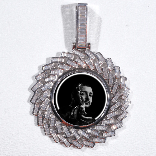Large 3D Baguette Custom Picture Pendant