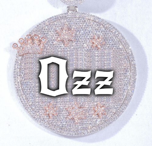 CUSTOM LETTER NECKLACE 3D BIG CROWN DISC