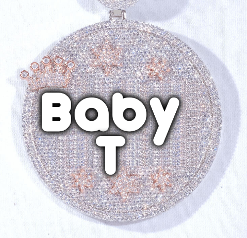CUSTOM LETTER NECKLACE 3D BIG CROWN DISC
