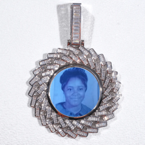 Large 3D Baguette Custom Picture Pendant