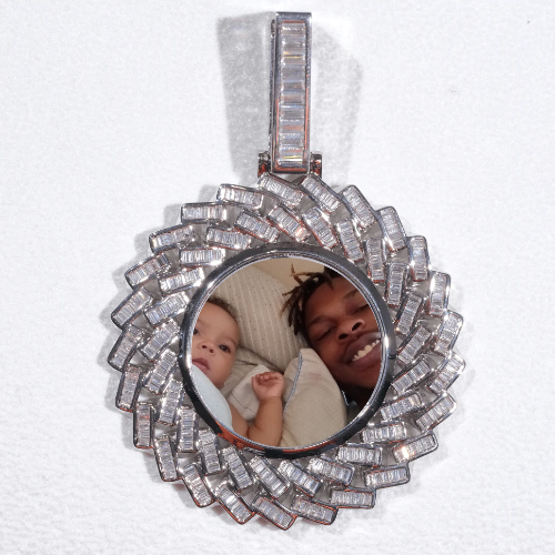Large 3D Baguette Custom Picture Pendant