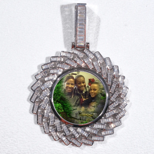 Large 3D Baguette Custom Picture Pendant
