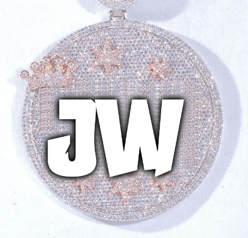 CUSTOM LETTER NECKLACE 3D BIG CROWN DISC