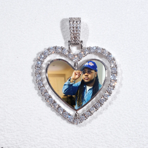 3D Spinning 2-Faced Heart Custom Picture Pendant