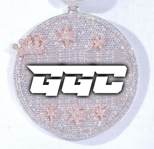 CUSTOM LETTER NECKLACE 3D BIG CROWN DISC