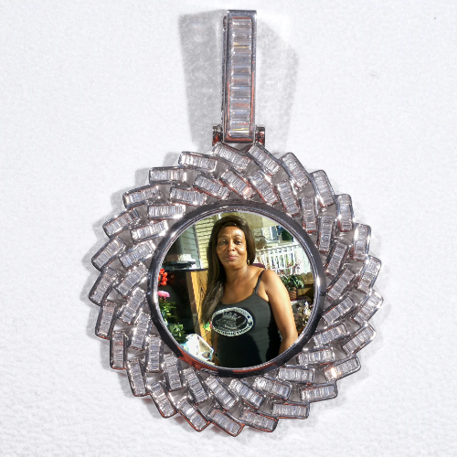 Large 3D Baguette Custom Picture Pendant