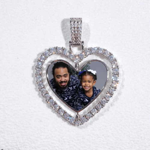 3D Spinning 2-Faced Heart Custom Picture Pendant