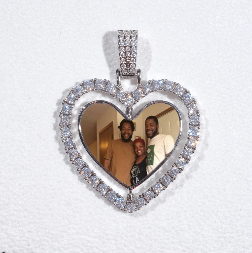 3D Spinning 2-Faced Heart Custom Picture Pendant