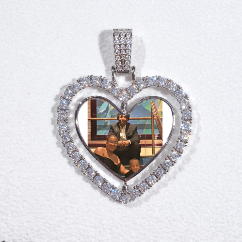 3D Spinning 2-Faced Heart Custom Picture Pendant