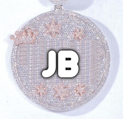 CUSTOM LETTER NECKLACE 3D BIG CROWN DISC