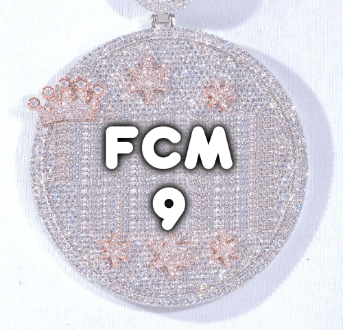 CUSTOM LETTER NECKLACE 3D BIG CROWN DISC